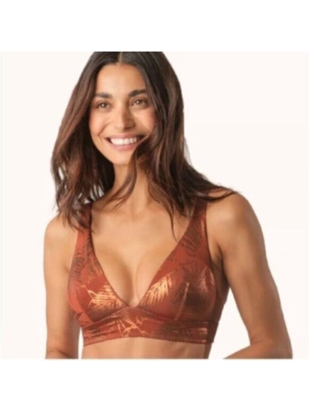 NWT Lively Women's Red The Metallic Palm Plunge Bralette Bra Size XL